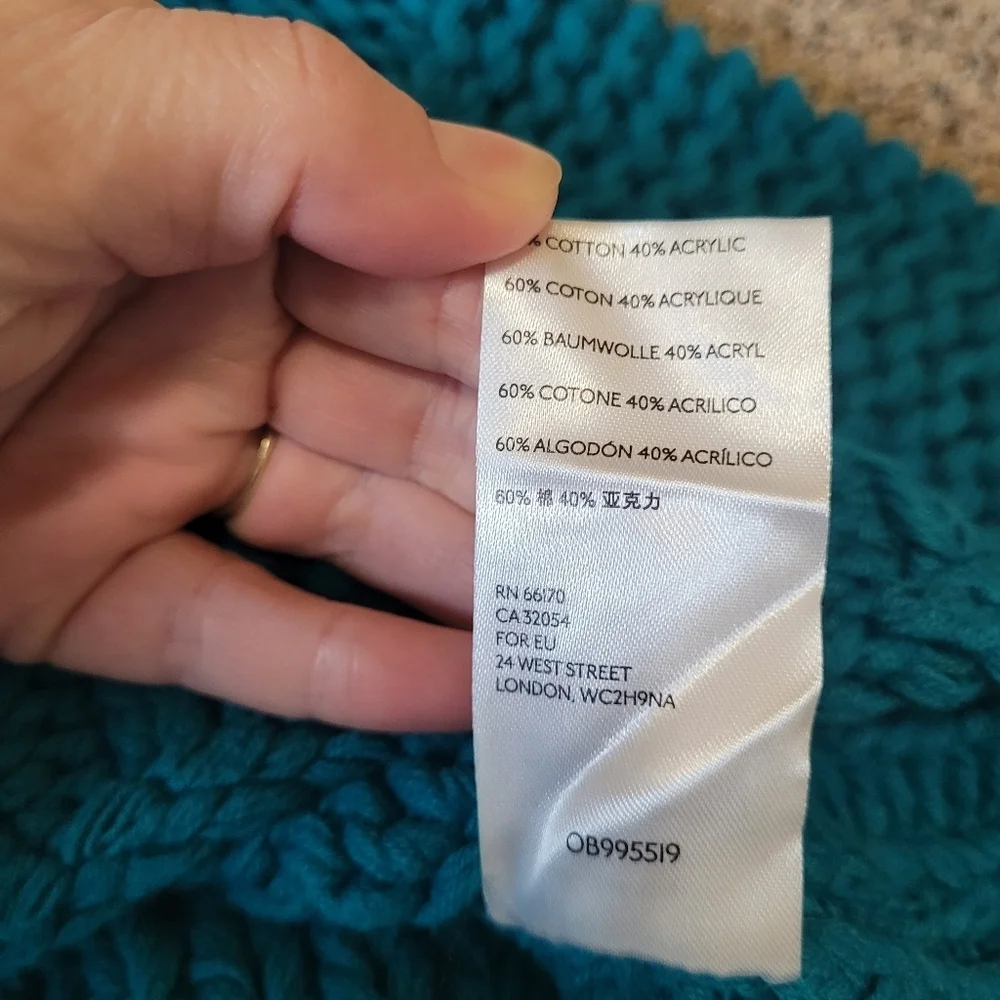 Free People My Only Sunshine Knit Chunky Teal Sweater Size Medium